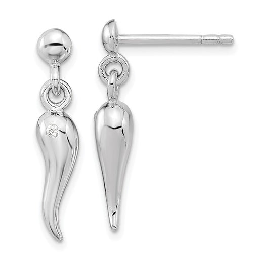 Italian Horn Dangle Earrings - Sterling Silver *Discontinued*