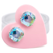 Load image into Gallery viewer, Ice AB Mini Cushion Sterling Silver Stud Earrings - JoJoLovesYou