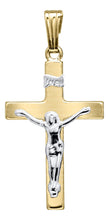 Load image into Gallery viewer, Crucifix Cross Pendant &amp; Chain - 14K Yellow &amp; White Gold