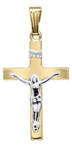 Crucifix Cross Pendant & Chain - 14K Yellow & White Gold