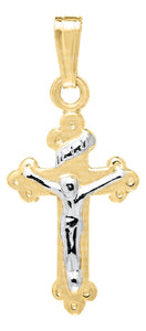 Baby Crucifix and Chain - 14K Yellow & White Gold