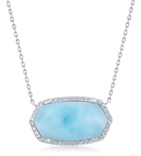 Load image into Gallery viewer, Hexagon Larimar Necklace - Sterling Silver