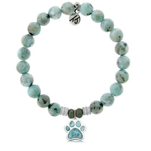 Load image into Gallery viewer, Paw Print Larimar Charm Bracelet - TJazelle