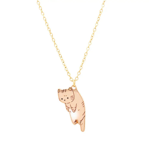 Lazy Cat Enamel Necklace