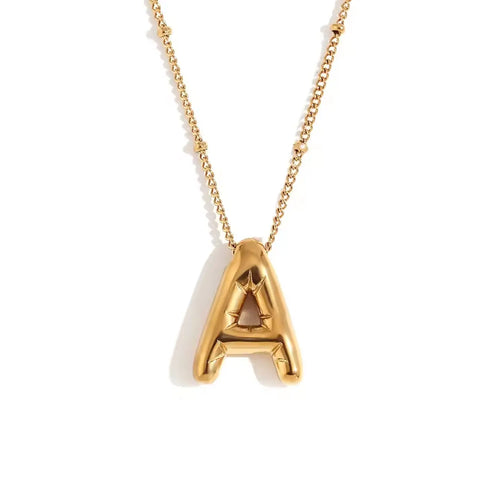 Bubble Letter Necklace-Gold Plated-Lotus Jewelry