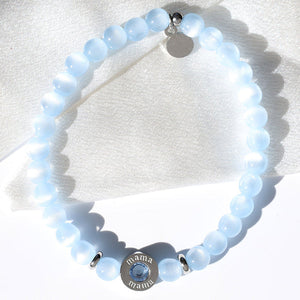 Blue Selenite & Blue CZ MAMA Bracelet - TJazelle HELP Collection