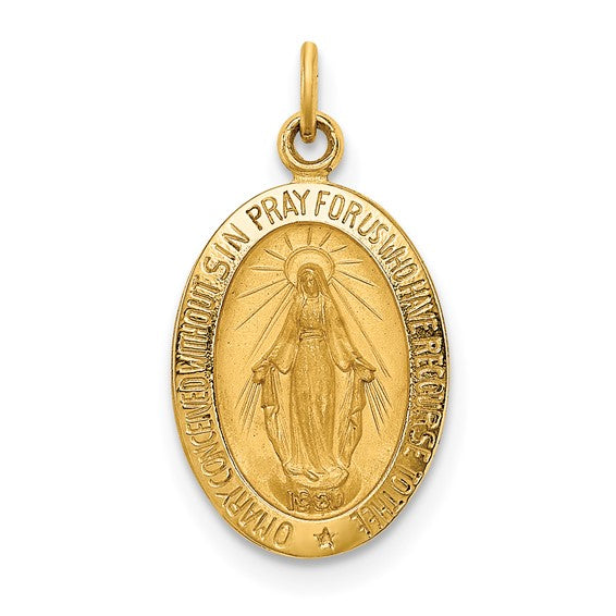 Medium Miraculous Medal Charm - 14K Yellow Gold