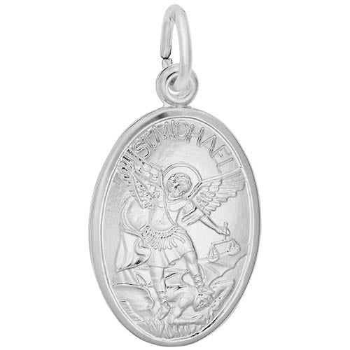 Saint Michael  Oval Charm - Sterling Silver