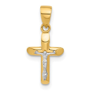 10K Cuban Link Chain with 14K Small Crucifix Pendant