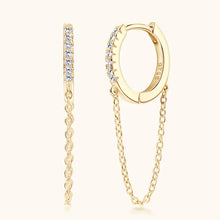 Load image into Gallery viewer, Moissanite Chain Drop Hoop Earrings