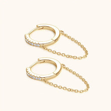 Load image into Gallery viewer, Moissanite Chain Drop Hoop Earrings