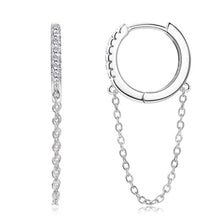 Load image into Gallery viewer, Moissanite Chain Drop Hoop Earrings