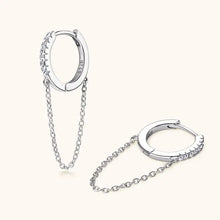 Load image into Gallery viewer, Moissanite Chain Drop Hoop Earrings