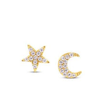 Load image into Gallery viewer, Pave Moon &amp; Star Stud Earrings