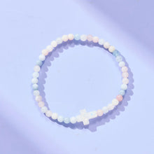 Load image into Gallery viewer, Morganite Cross Bracelet - Holy Water Bracelet