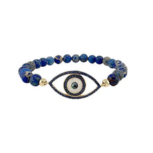 Load image into Gallery viewer, Blue Evil Eye Stretch Beaded Stretch Bracelet
