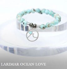 Load image into Gallery viewer, "Ocean Love" with Larimar Silver Charm Bracelet - TJazelle