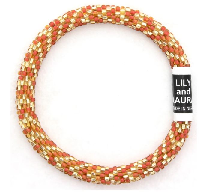 Orange and Gold Chevrons - Roll On Bracelet- Lily and Laura