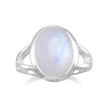 Load image into Gallery viewer, Oval Rainbow Moonstone Ring - Sterling Silver