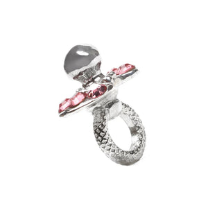 It's a Girl! Pacifier Bead - Silver with Crystals - Novobeads