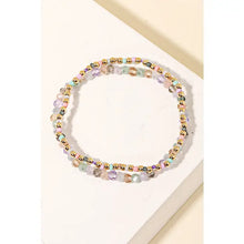 Load image into Gallery viewer, Glass Beaded Stackable Bracelet - Purple, Pink &amp; Mint