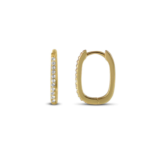 Rectangle Pavé Huggie - Gold Plated Sterling Silver