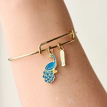Load image into Gallery viewer, 'Serenity' Peacock Duo Charm Bangle Bracelet