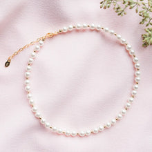 Load image into Gallery viewer, Girls 14K Gold-Plated Pearl Necklace Baptism/Communion Gift