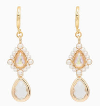 Load image into Gallery viewer, 14k Gold Opalite, Pearl and Gemstone Huggie Hoop Earrings