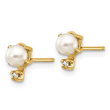 Load image into Gallery viewer, Pearl and Diamond Studs - 14K Yellow Gold