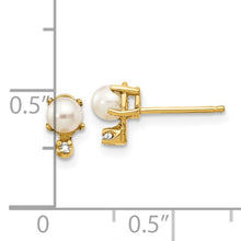 Load image into Gallery viewer, Pearl and Diamond Studs - 14K Yellow Gold