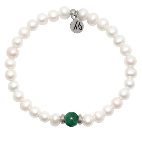 White Pearl with Green Kyanite Bracelet - TJazelle Cape Bracelet Reverse