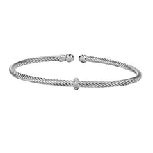 Load image into Gallery viewer, Phillip Gavriel Silver Italian Cable Stackable Bangle with Diamonds