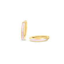 Load image into Gallery viewer, Pink Opal Huggie Hoop Earrings