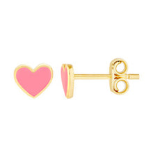 Load image into Gallery viewer, Pink Enamel Heart Baby Stud Earrings