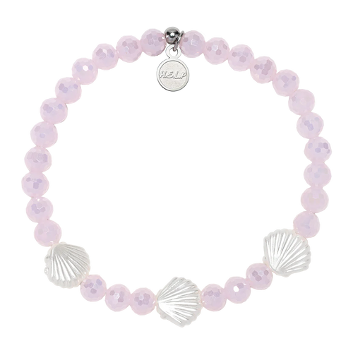 Ocean Defenders Alliance Stacker: Pink Crystal and Shells Bracelet