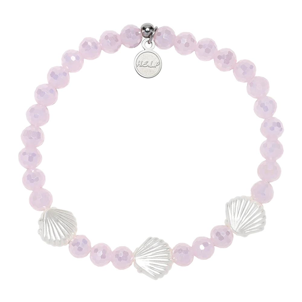 Ocean Defenders Alliance Stacker: Pink Crystal and Shells Bracelet