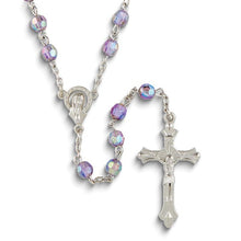Load image into Gallery viewer, Silver-tone Purple Aurora Borealis Acrylic Beaded 19.5 inch Rosary