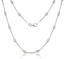 Load image into Gallery viewer, Diamond Cut Oval Moon Bead Chain - Rhodium Plated