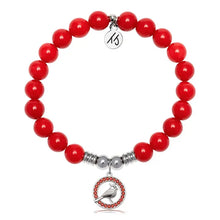 Load image into Gallery viewer, Red CZ Cardinal Charm on Red Agate Bracelet - TJazelle Holiday Limited Edition