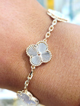 Load image into Gallery viewer, Mother of Pearl and Pave CZ Clover Station Bracelet