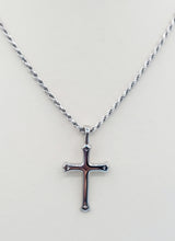 Load image into Gallery viewer, Polished Silver Cross on Rope Chain - Sterling Silver