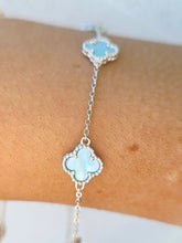 Load image into Gallery viewer, Mini Baby Blue Mother of Pearl Clover Bracelet