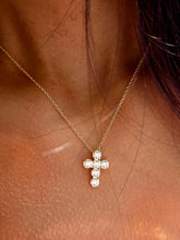 Load image into Gallery viewer, Gold Plated Cross CZ Necklace - Sterling Silver
