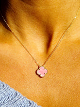 Load image into Gallery viewer, Pink Mother of Pearl Clover Necklace - Sterling Silver