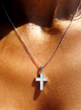 Load image into Gallery viewer, Mother of Pearl Sterling Silver Cross Necklace