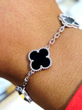 Load image into Gallery viewer, Black Onyx Clover Station Bracelet