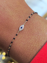 Load image into Gallery viewer, Eye Black Beaded Bracelet - Gold Plated Sterling Silver