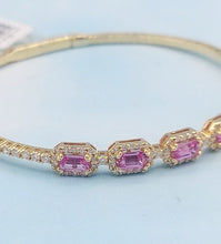 Load image into Gallery viewer, Pink Sapphire and Diamond Bangle - 18K Yellow Gold