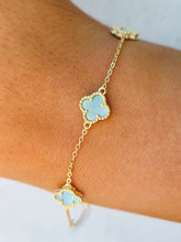 Load image into Gallery viewer, Mini Baby Blue Mother of Pearl Clover Bracelet